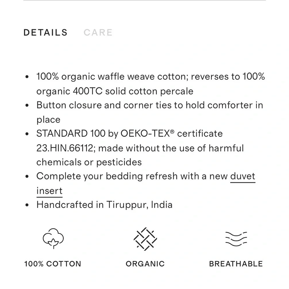 QUINCE Organic Luxe Waffle Duvet Cover King/Cal King Sand